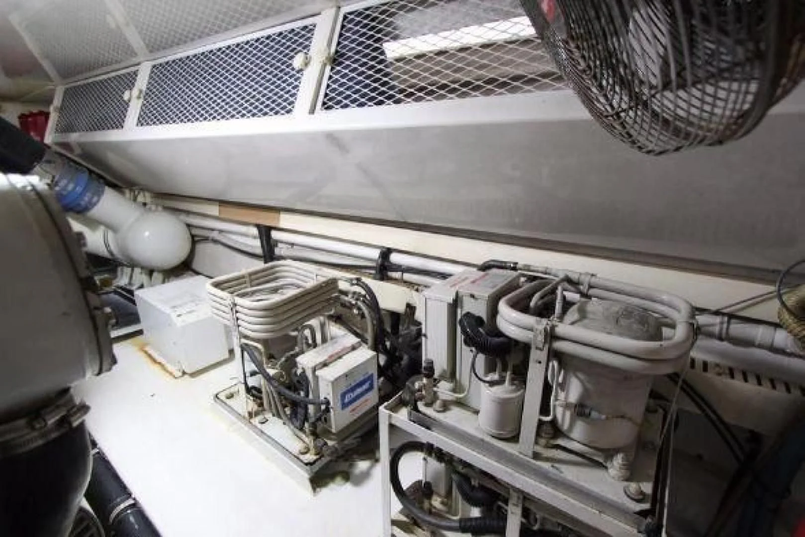 a close-up of a car engine aboard BROKYSTONE Yacht for Sale
