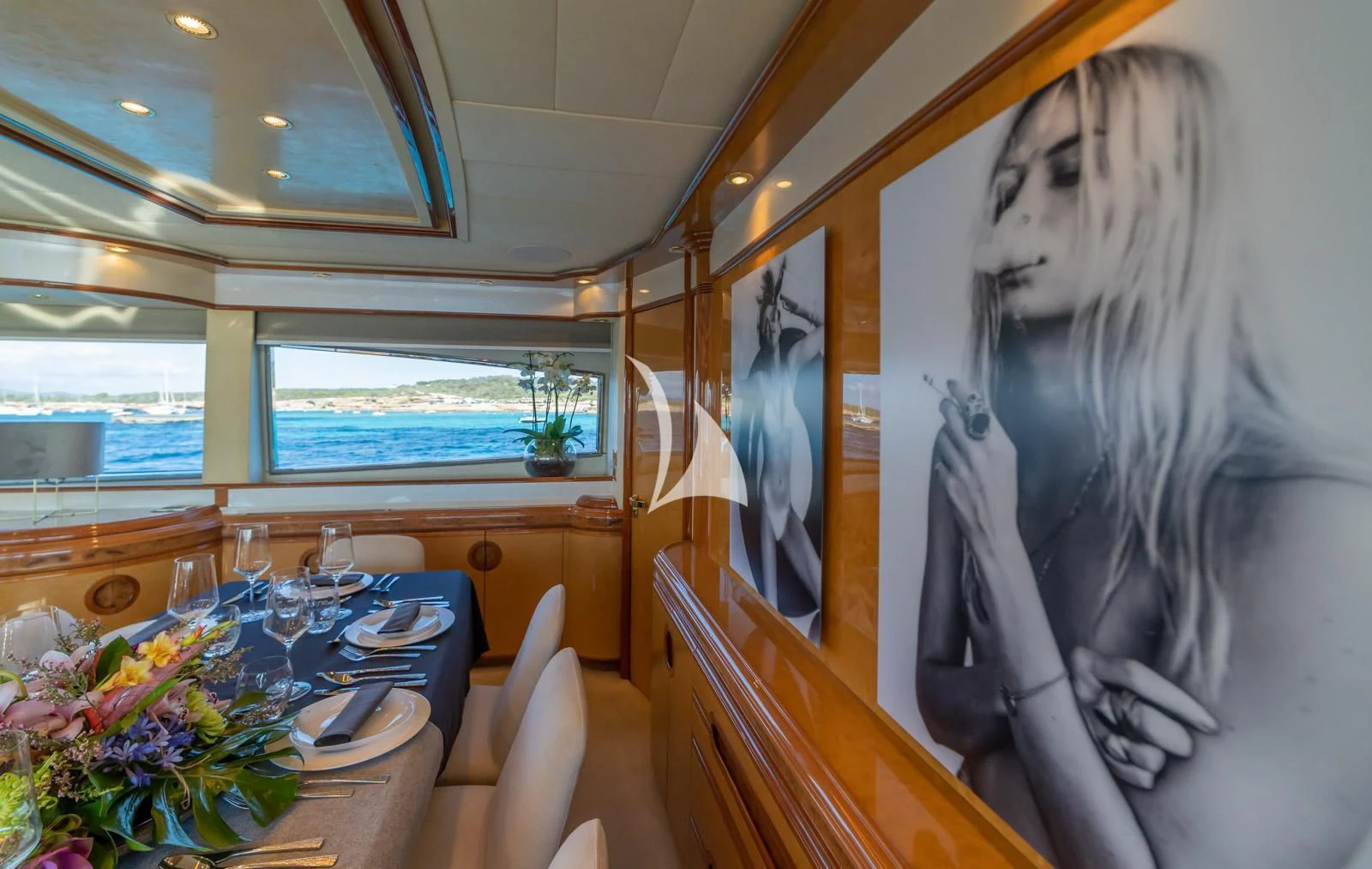 a person in a room aboard IRMAO Yacht for Sale