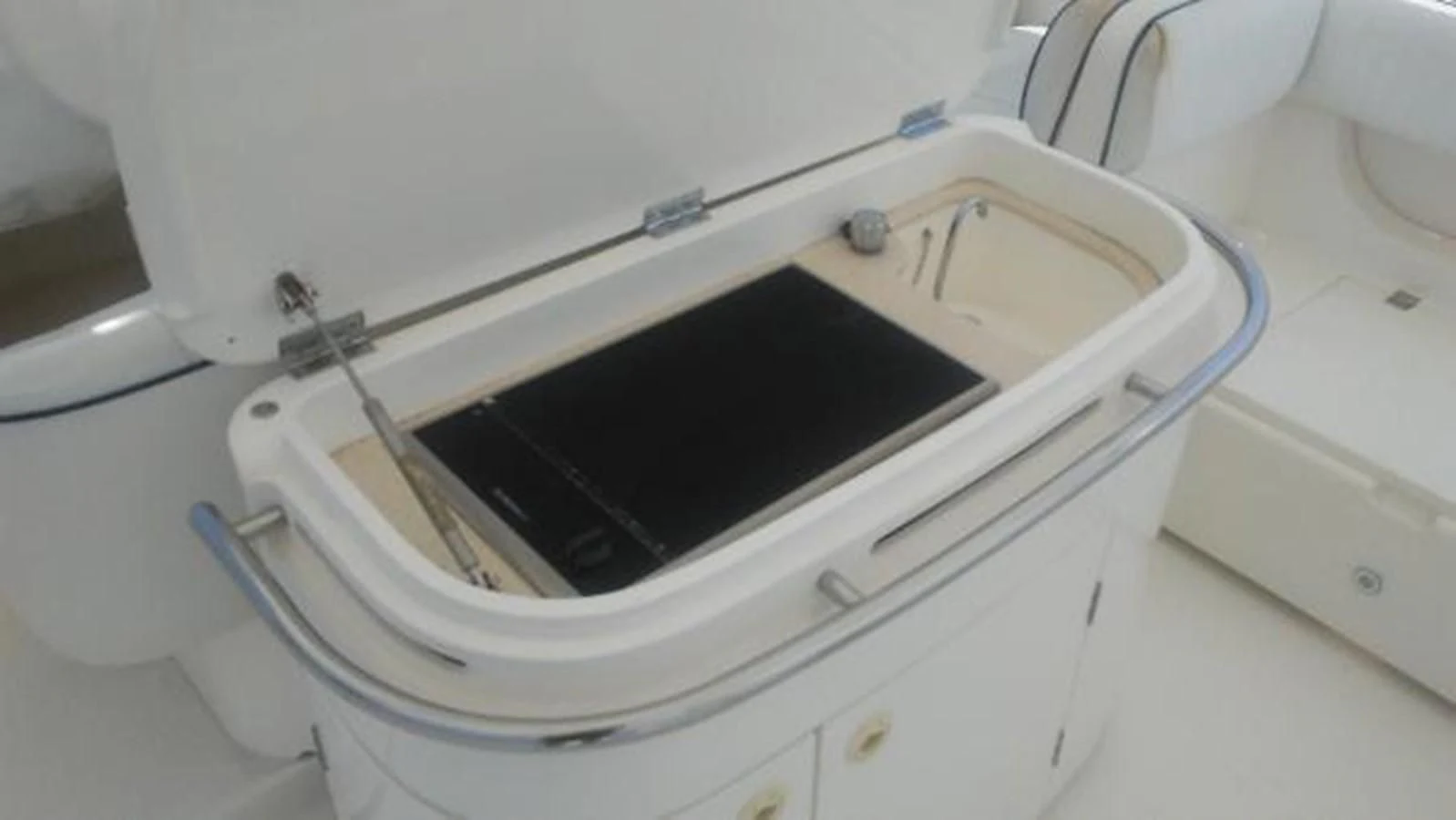 a white sink with a black square aboard KAILANI Yacht for Sale