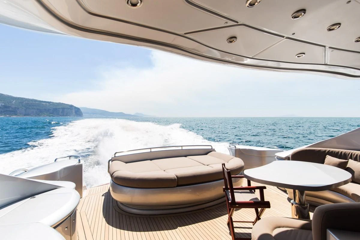a boat on a deck aboard CINQUE Yacht for Sale