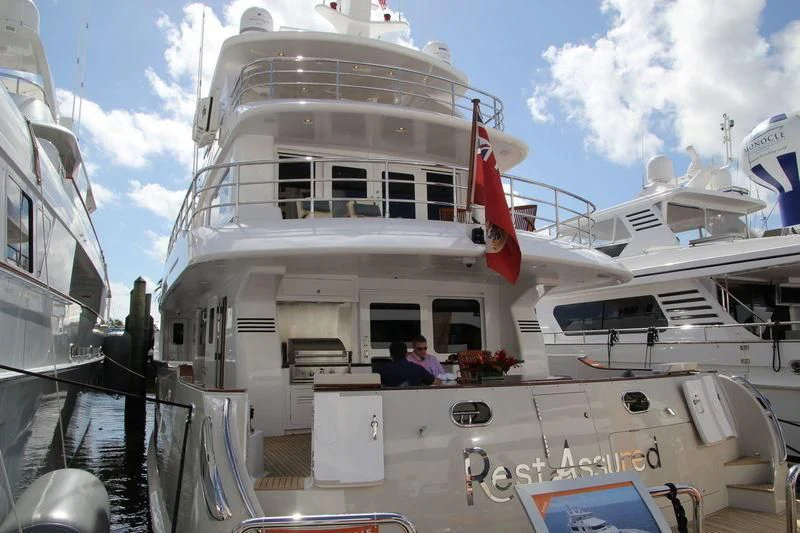 a large white ship aboard WARBIRD Yacht for Sale