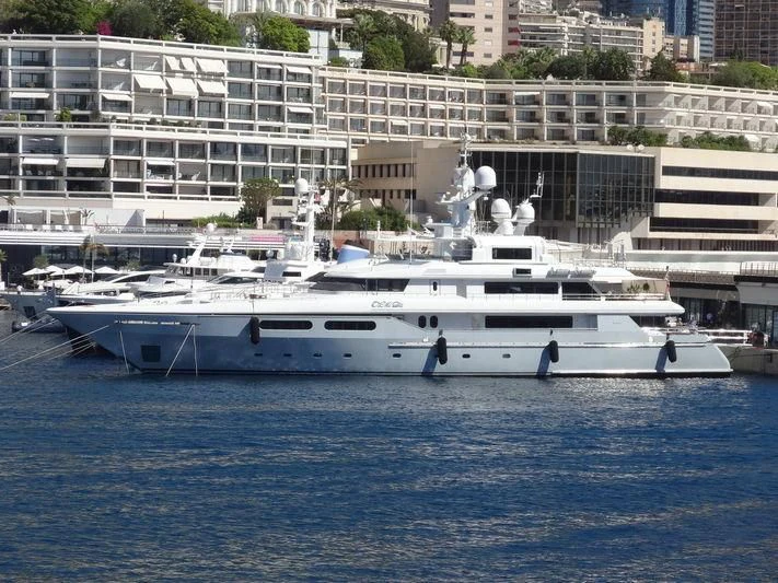a large white boat in the water aboard ELENA V Yacht for Sale