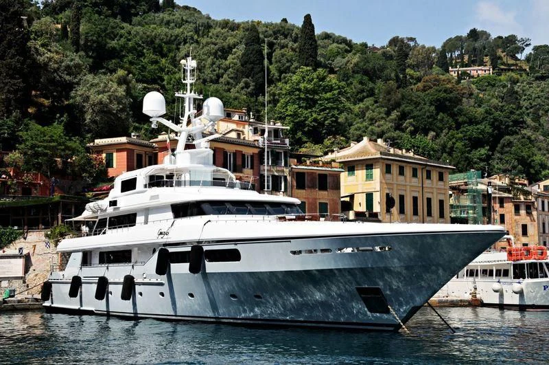 a large white boat in the water aboard ELENA V Yacht for Sale