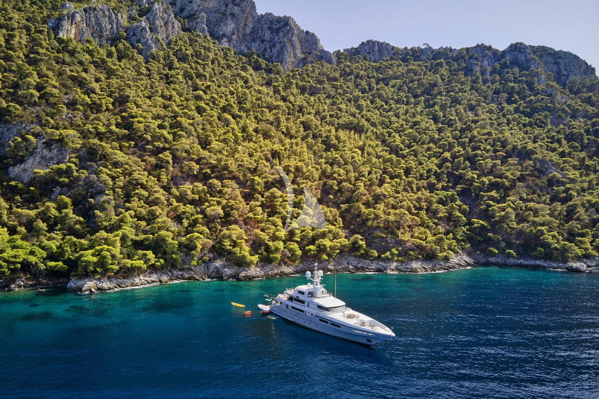 a boat sailing on the water aboard ELENA V Yacht for Sale