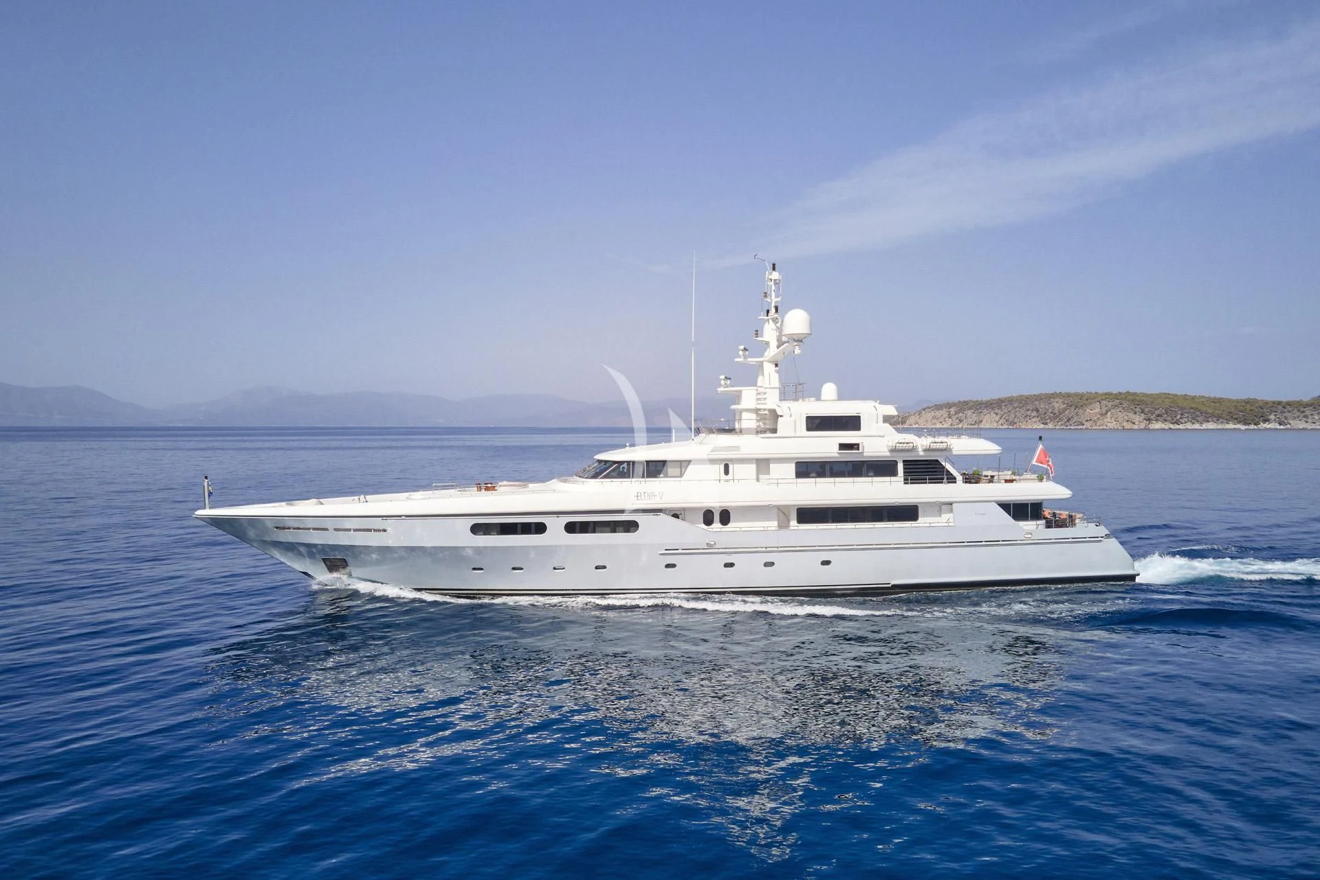 a white boat in the water aboard ELENA V Yacht for Sale