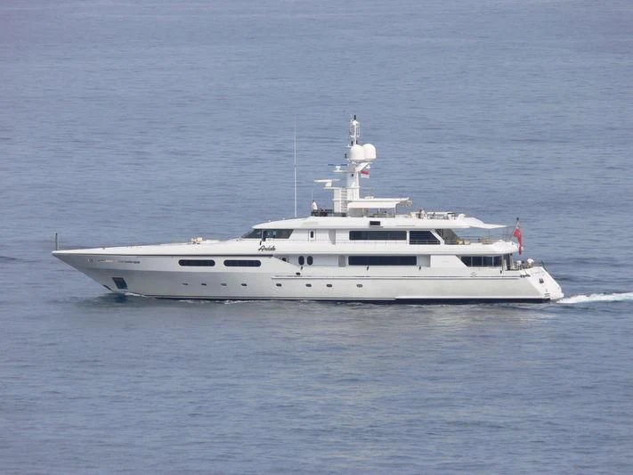 a white boat in the water aboard ELENA V Yacht for Sale
