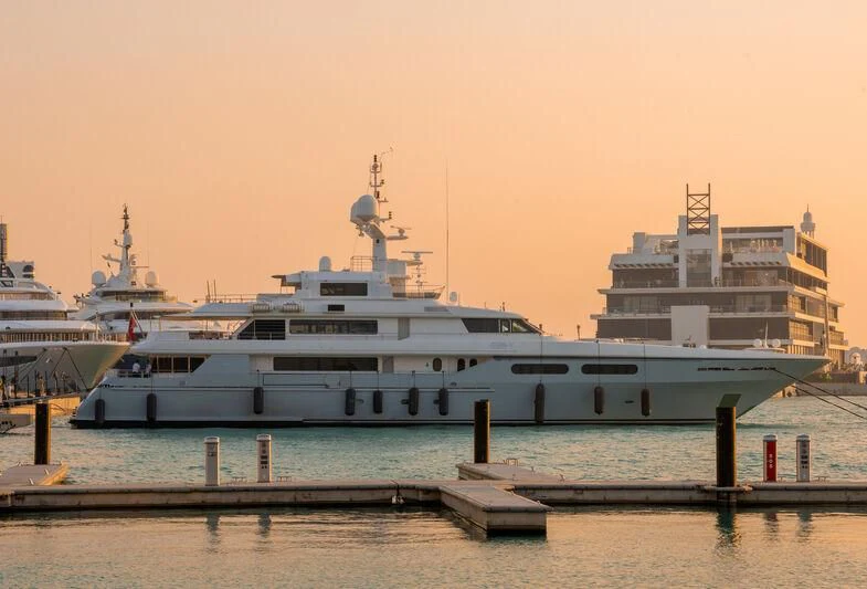 a large white ship aboard ELENA V Yacht for Sale