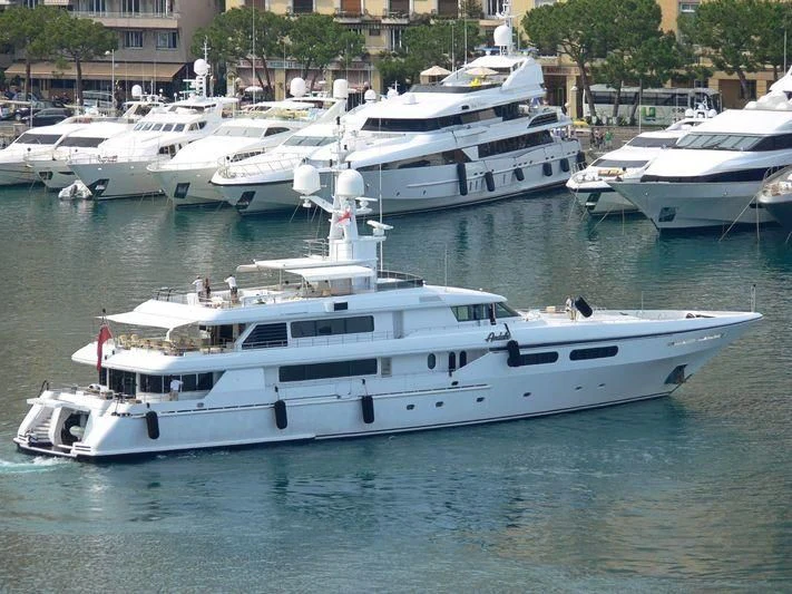 a group of boats in a harbor aboard ELENA V Yacht for Sale