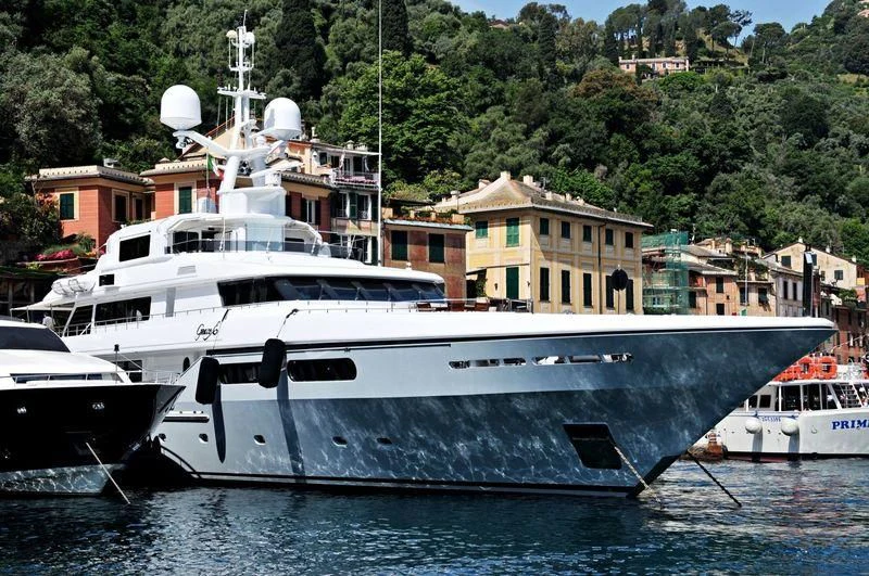 a group of boats in a harbor aboard ELENA V Yacht for Sale