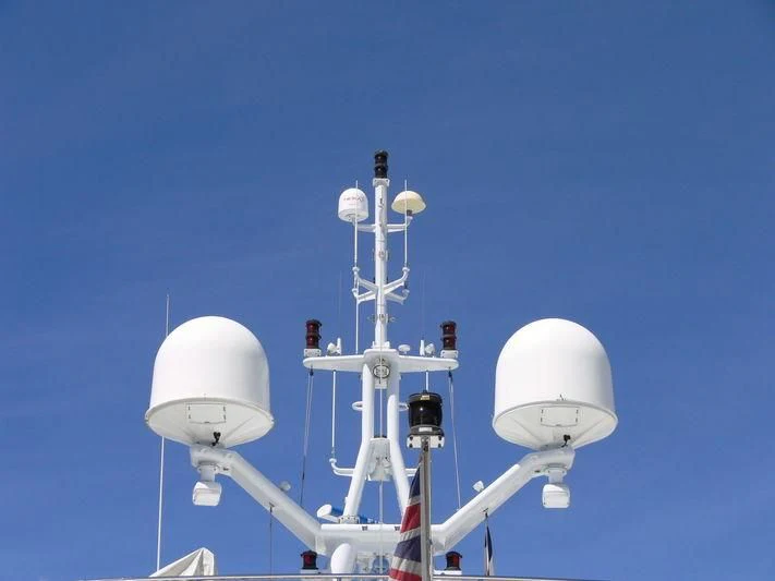 a row of satellite dishes aboard ELENA V Yacht for Sale