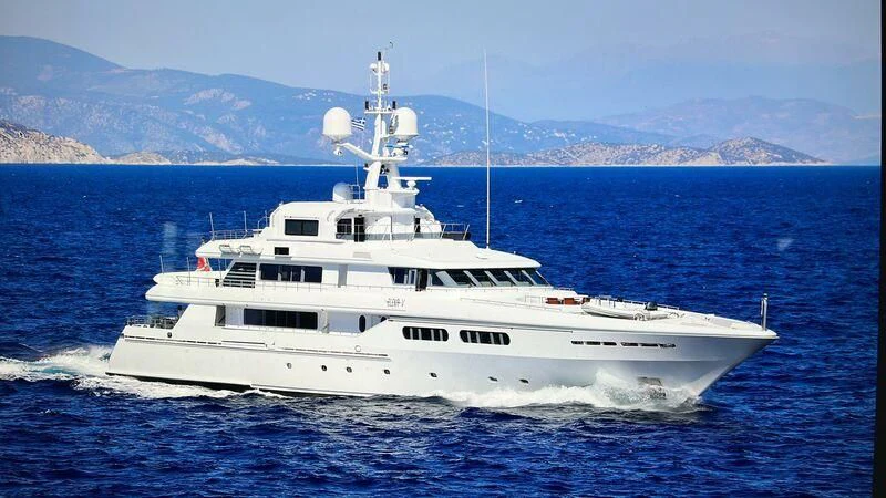 a white boat in the water aboard ELENA V Yacht for Sale