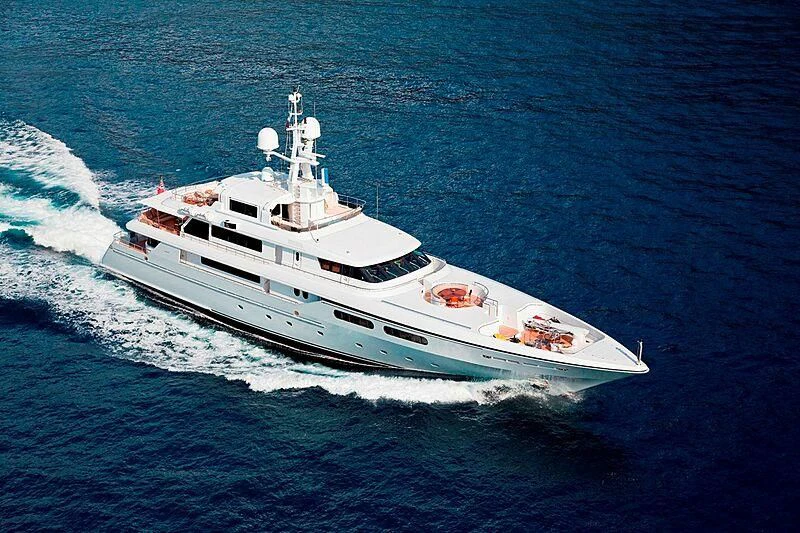 a white yacht on the water aboard ELENA V Yacht for Sale