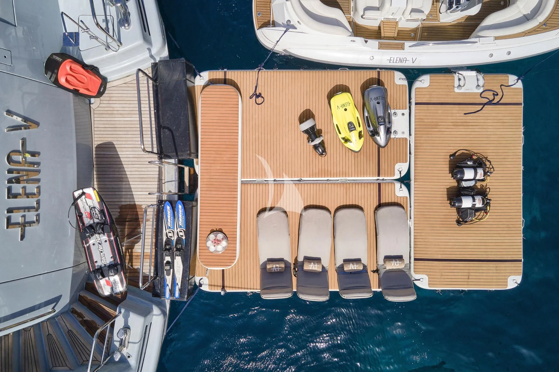 a room with a guitar and guitars aboard ELENA V Yacht for Sale