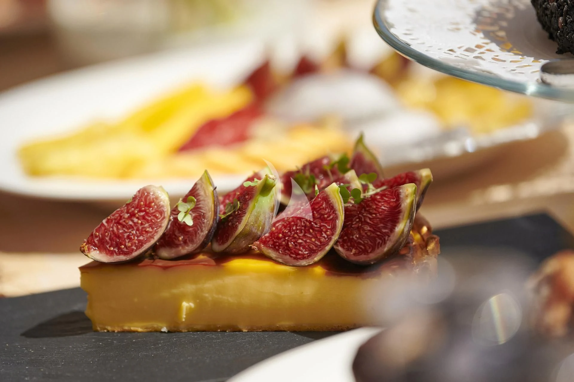 a dessert with strawberries on top aboard ELENA V Yacht for Sale