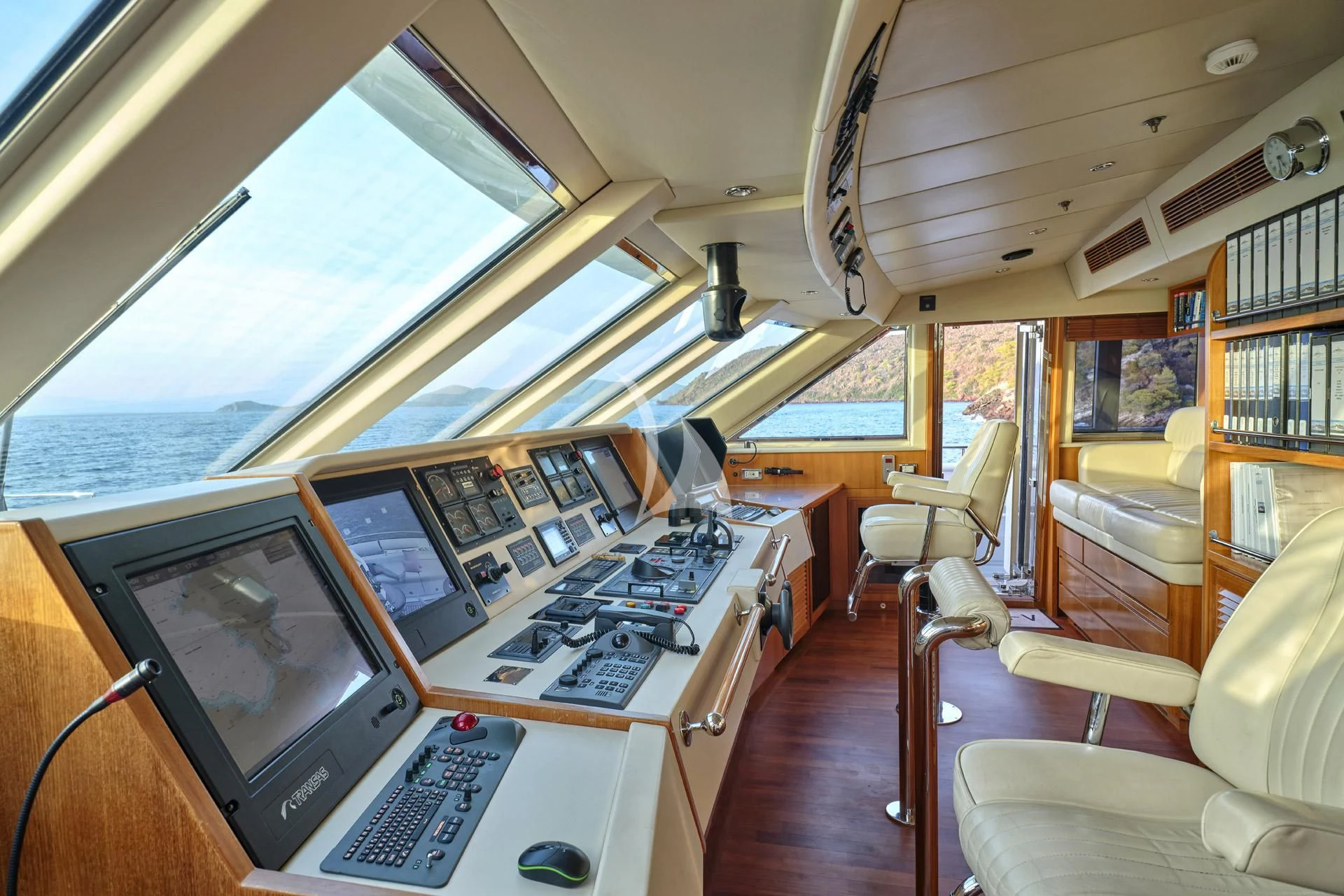 inside of a vehicle with computers aboard ELENA V Yacht for Sale