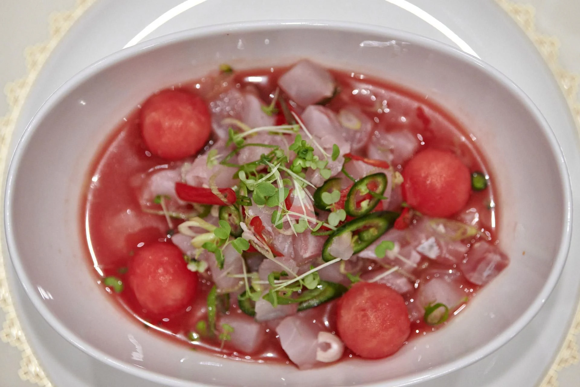 a bowl of food aboard ELENA V Yacht for Sale