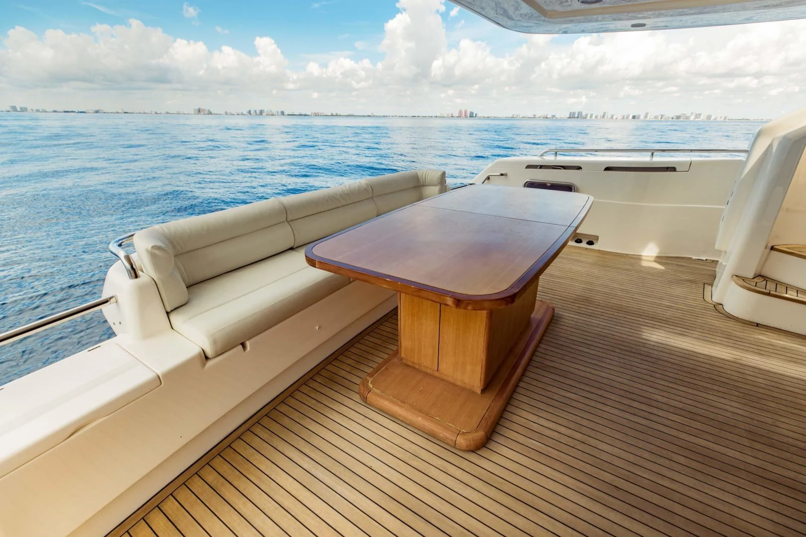 a boat on a deck aboard SHE RUNS WET Yacht for Sale