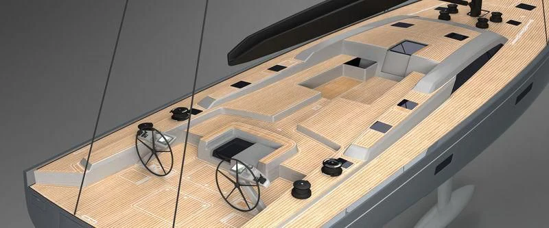 a wooden piano with a black case aboard SEATIUS Yacht for Sale