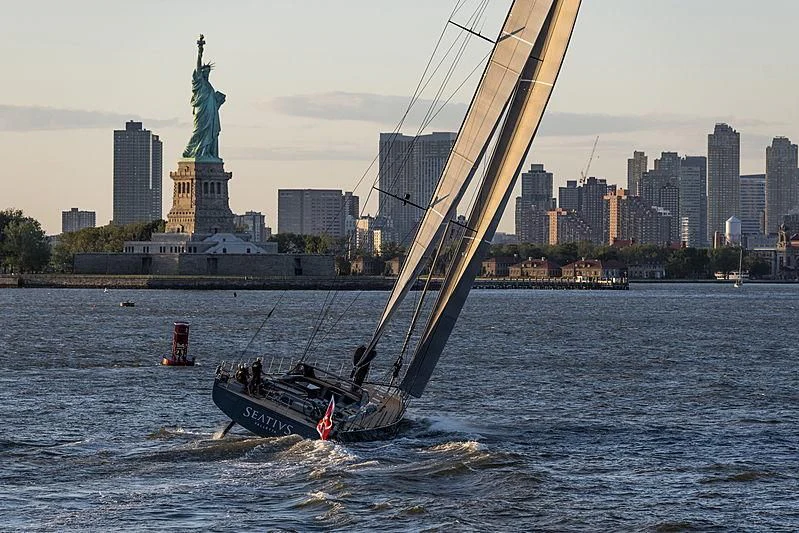 a boat sailing in the water aboard SEATIUS Yacht for Sale