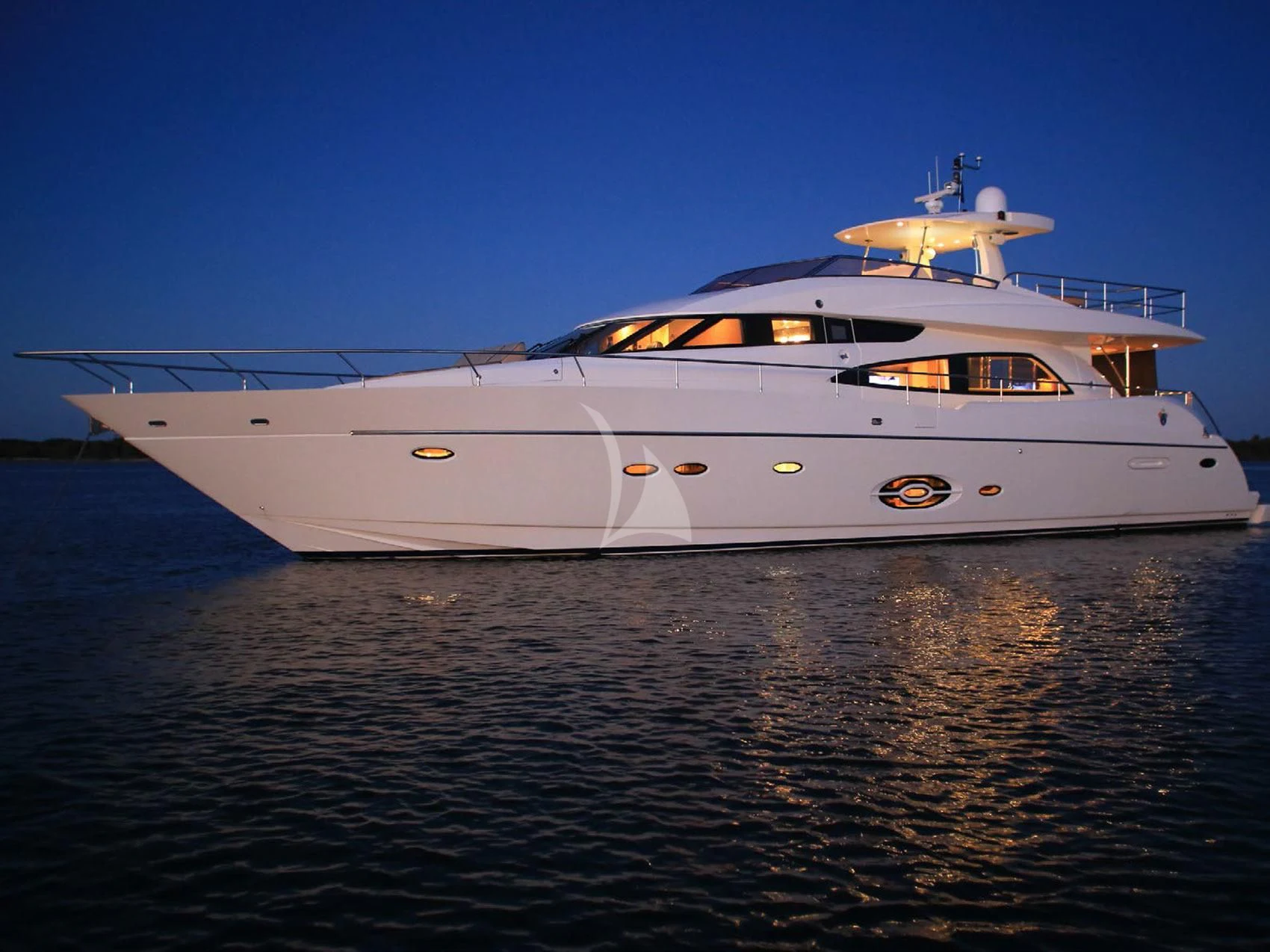 a white yacht on the water aboard SOPHIA Yacht for Sale
