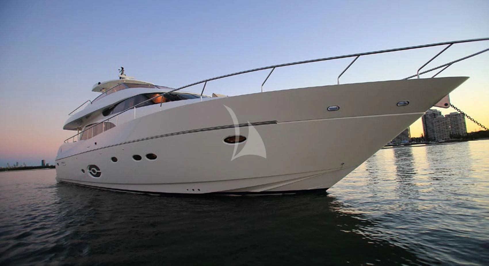 a white yacht on the water aboard SOPHIA Yacht for Sale
