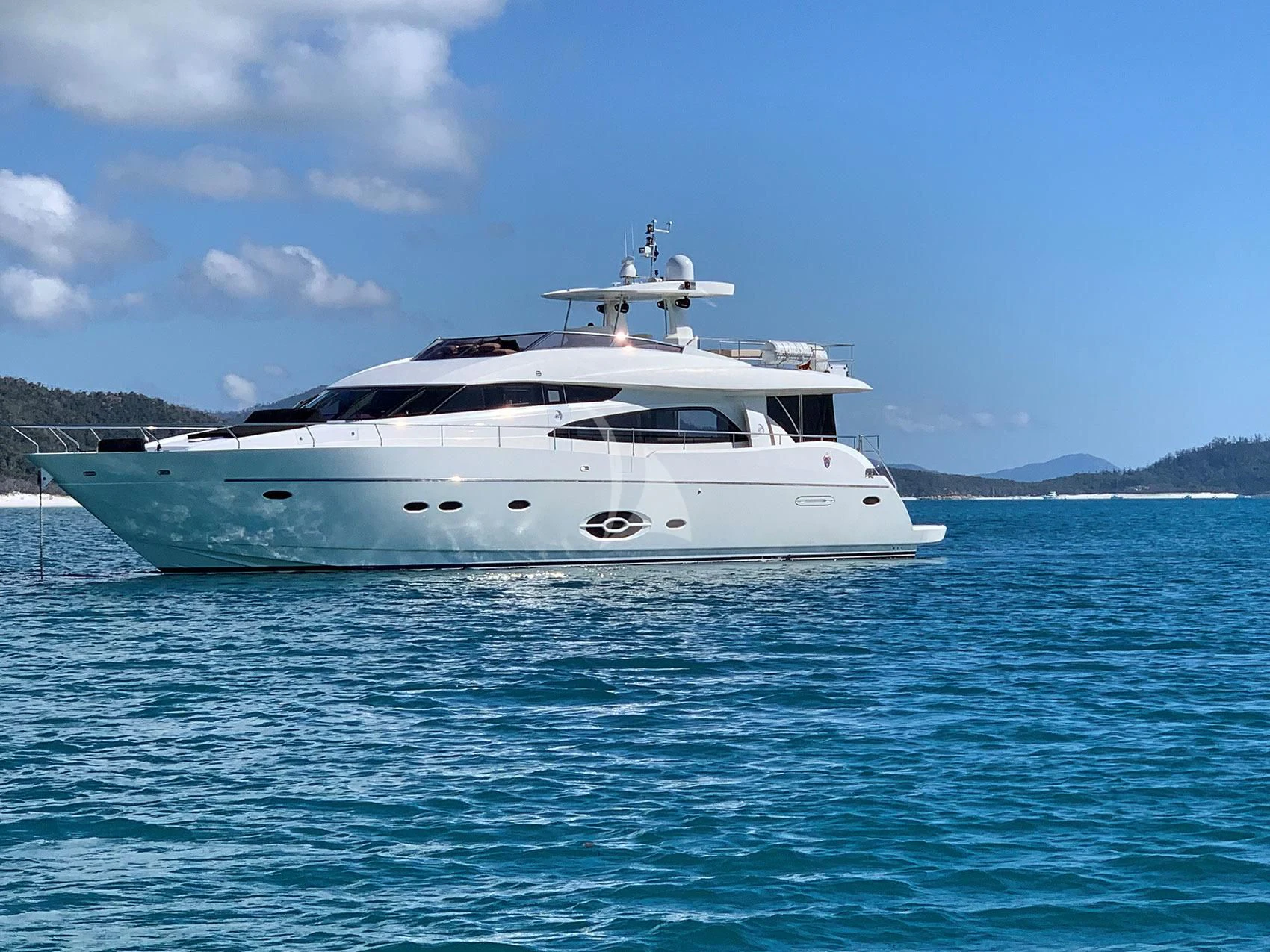 a white yacht in the water aboard SOPHIA Yacht for Sale
