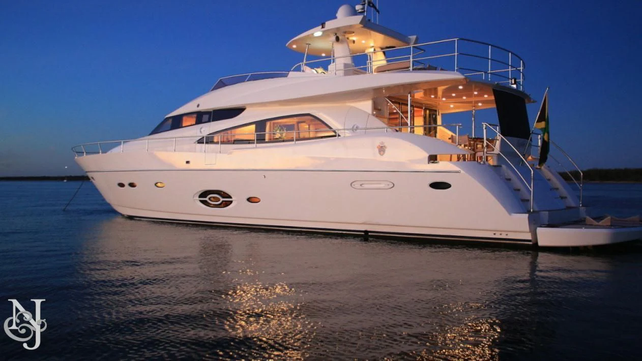 a large white boat on the water aboard SOPHIA Yacht for Sale