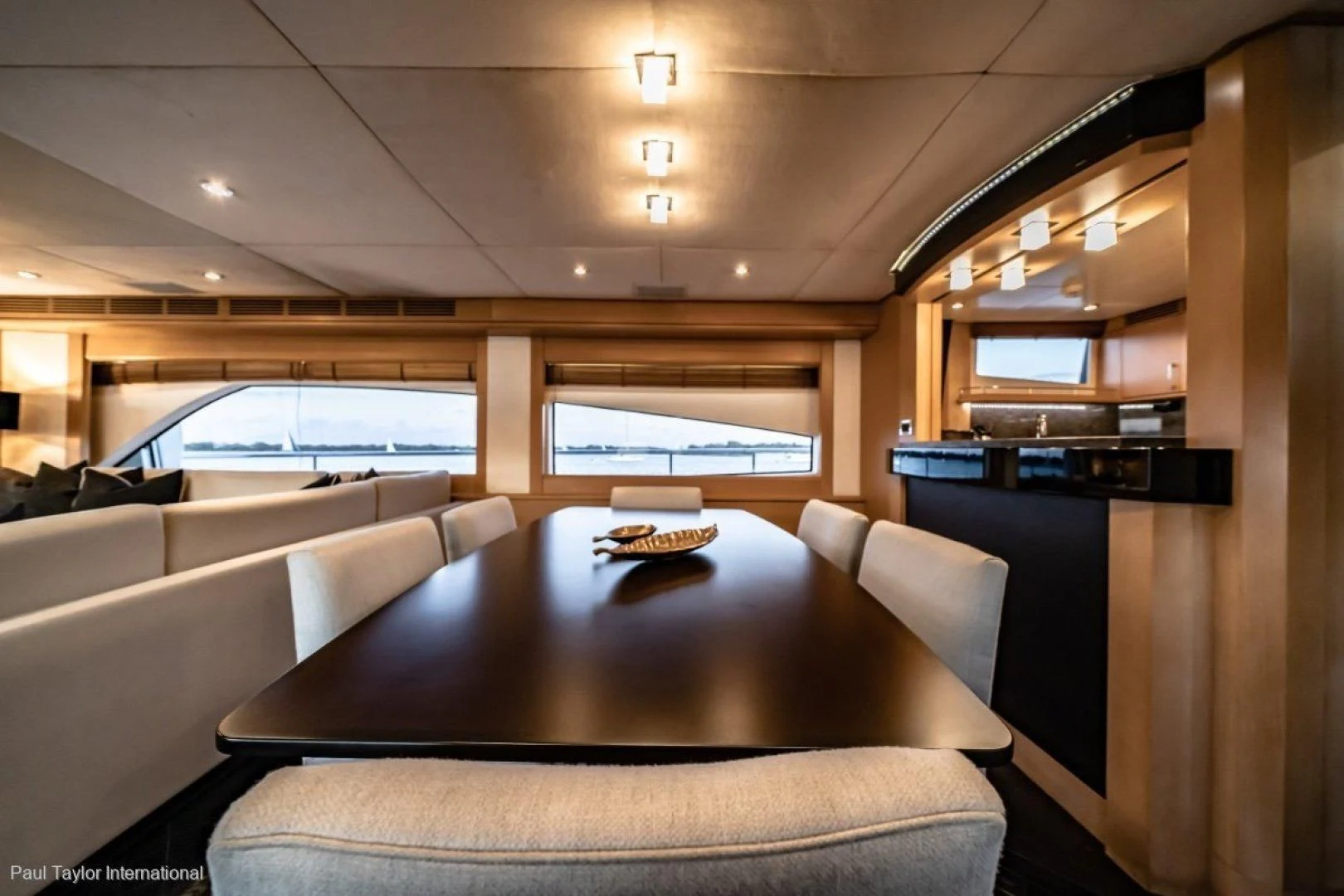 a living room with a couch and a tv aboard SOPHIA Yacht for Sale