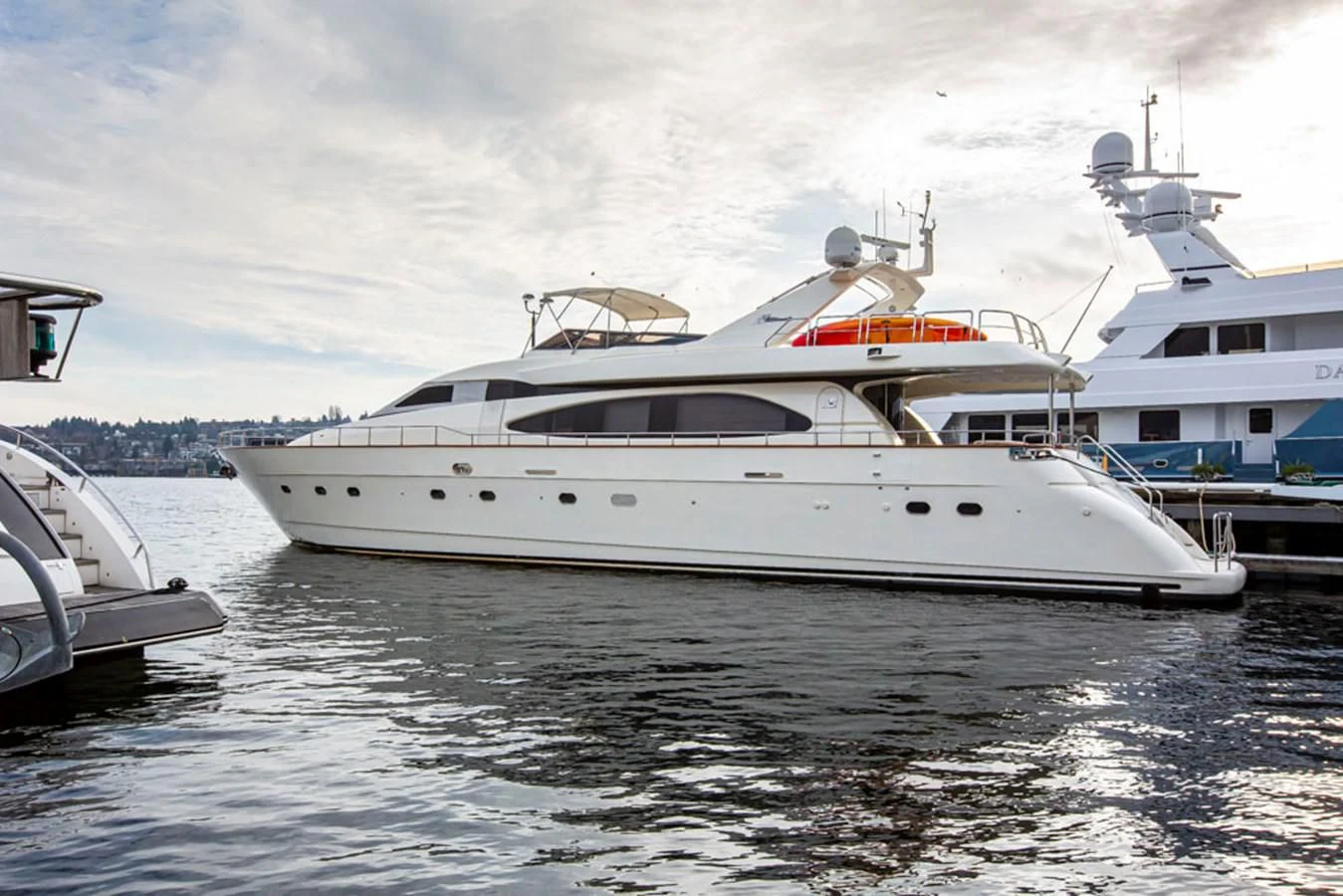 a white yacht in the water aboard SEA HAWK Yacht for Sale