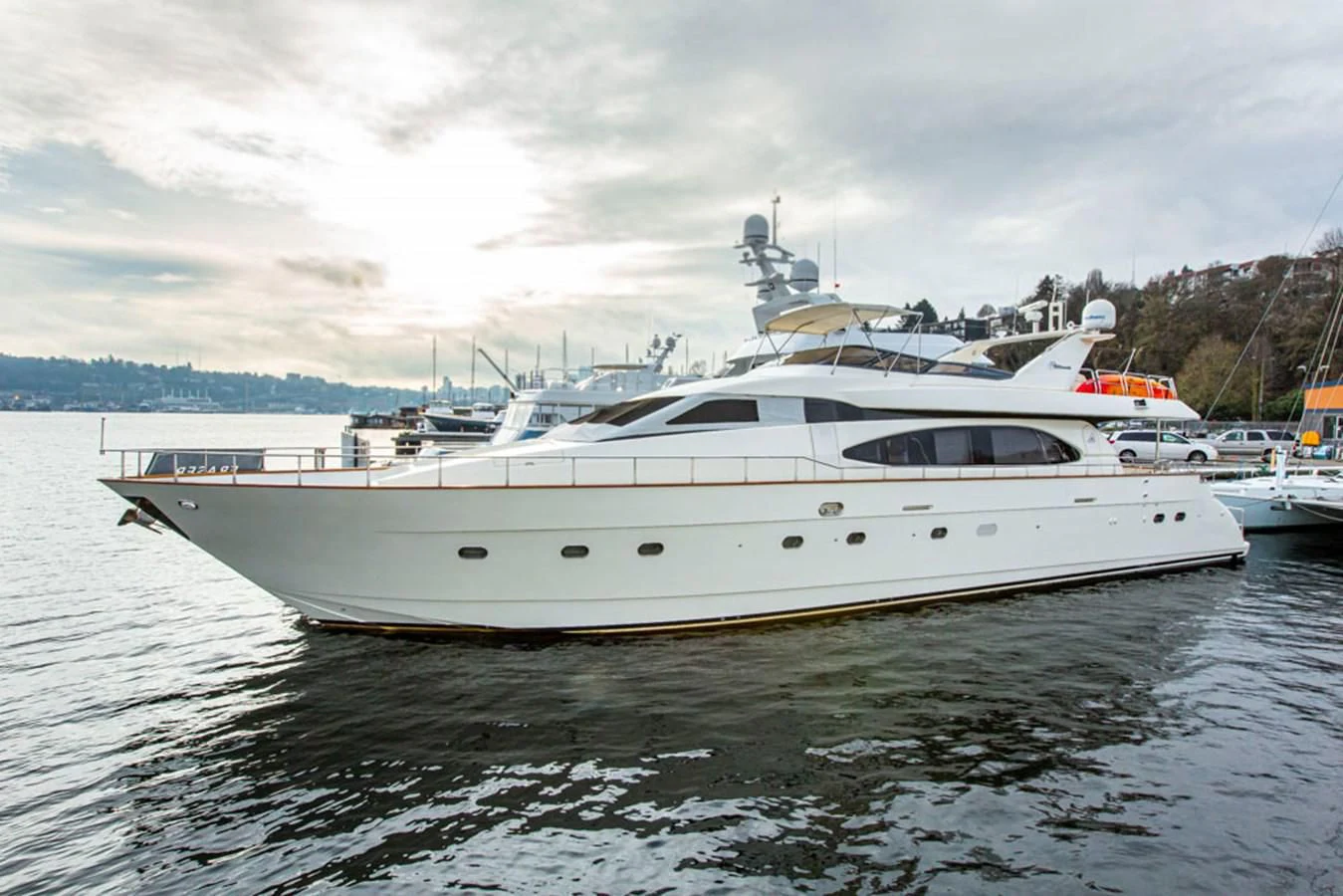 a white yacht in the water aboard SEA HAWK Yacht for Sale