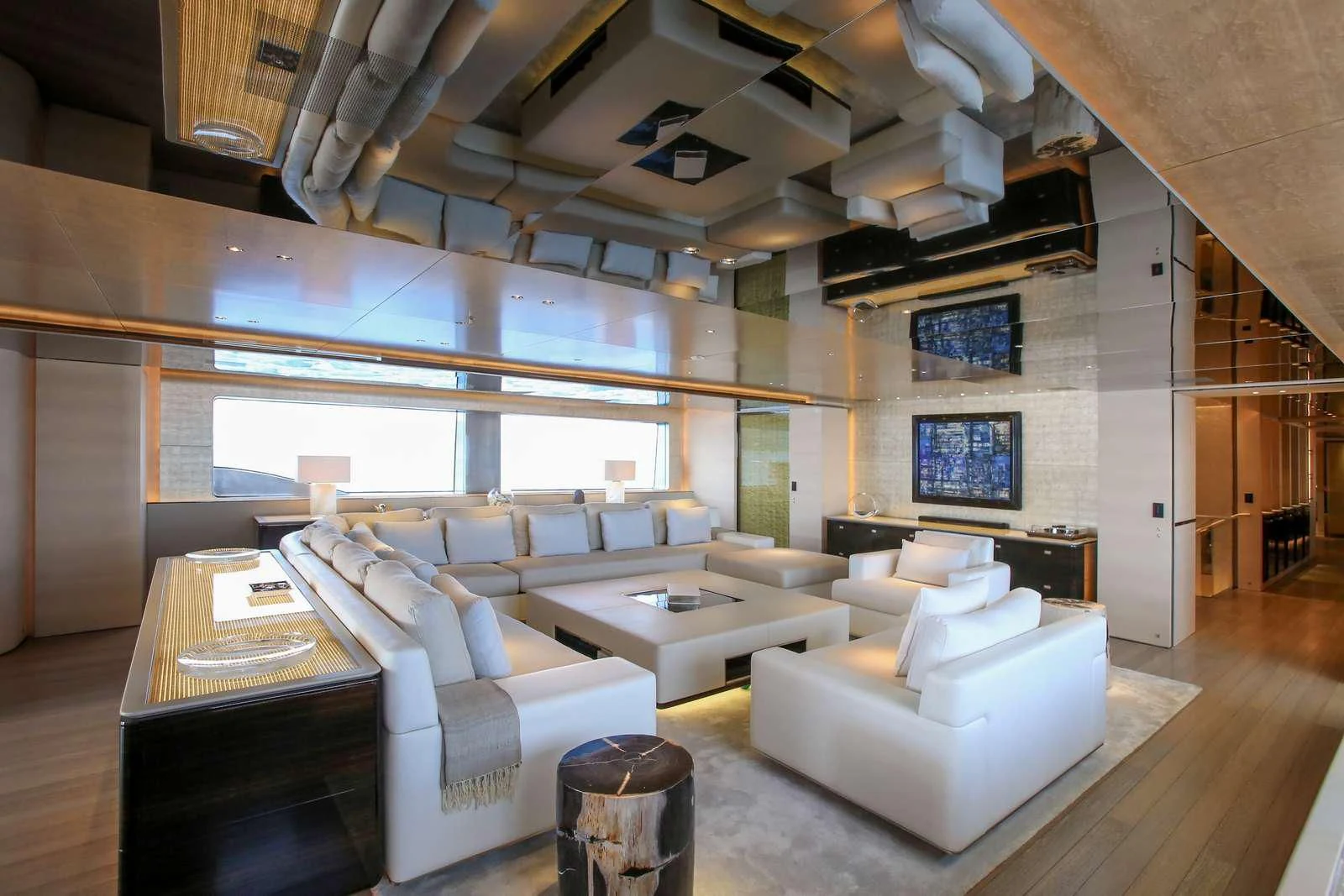 a room with couches and a table aboard ASLEC 4 Yacht for Sale