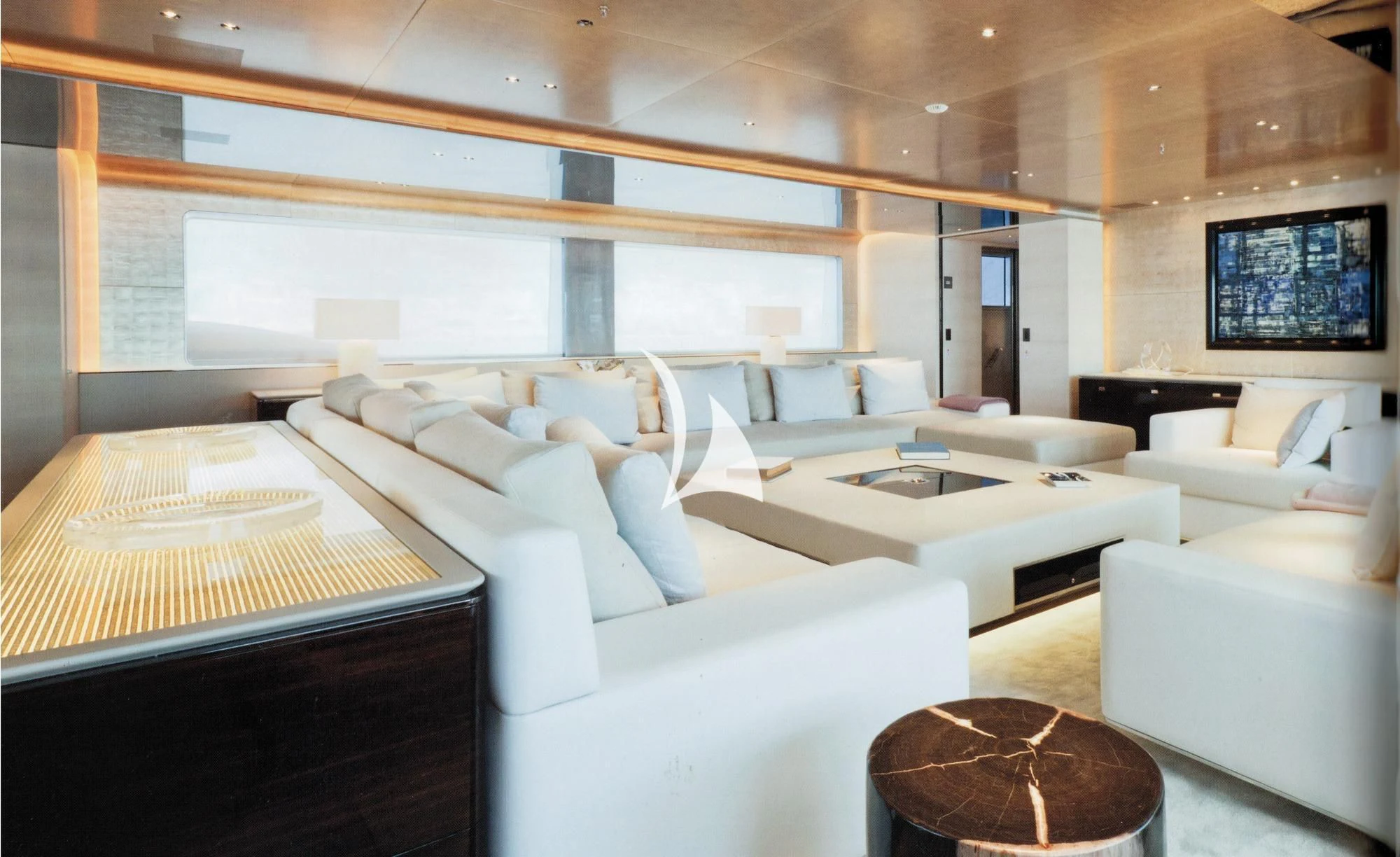 a room with a couch and a table aboard ASLEC 4 Yacht for Sale