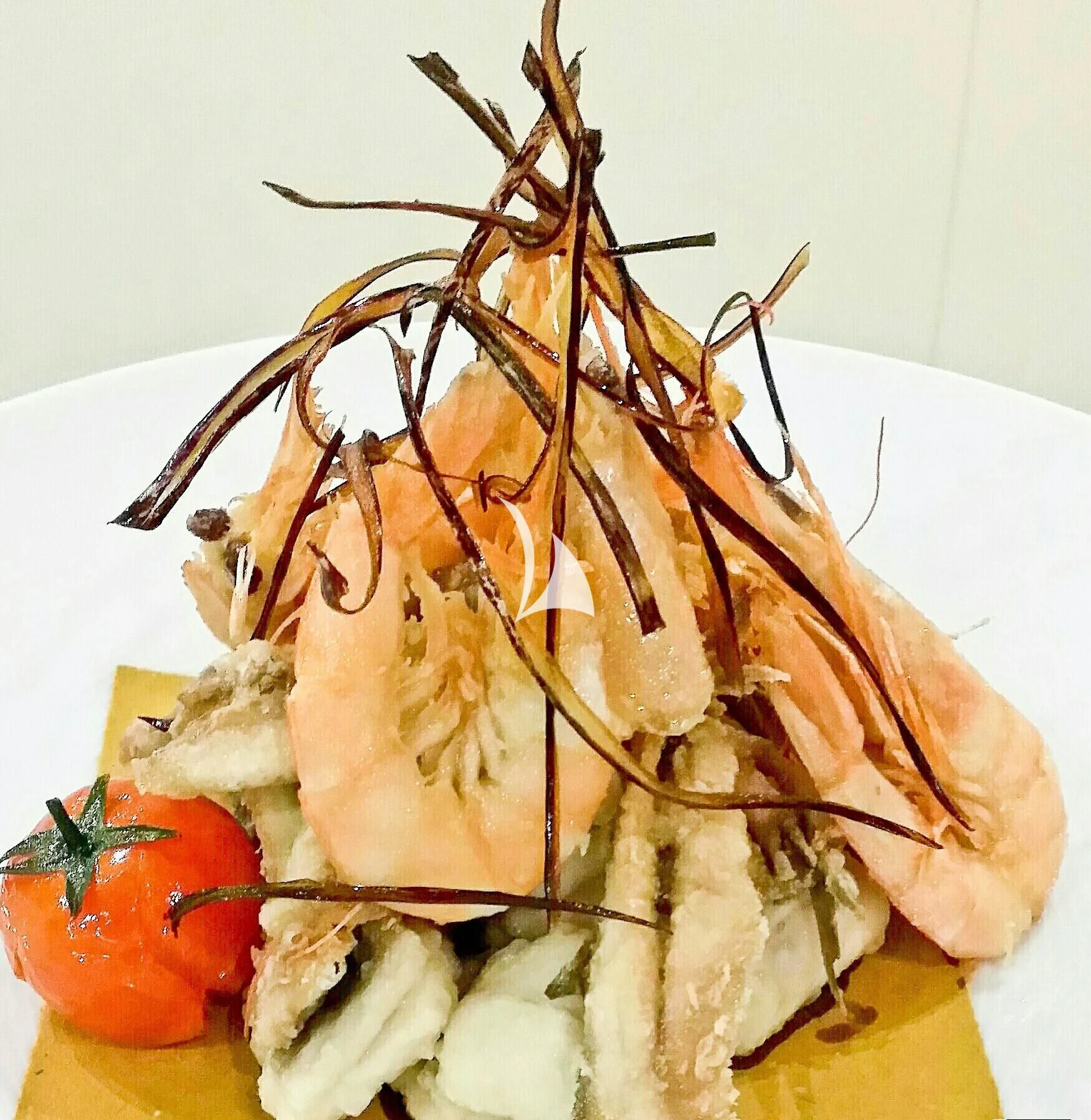 a bowl of noodles with vegetables aboard ASLEC 4 Yacht for Sale