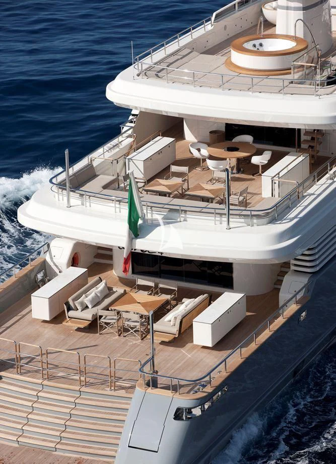 a large white ship with a deck aboard ASLEC 4 Yacht for Sale