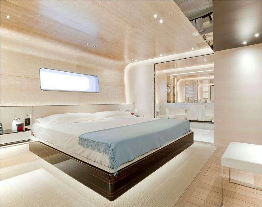 a large bedroom with a large bed aboard ASLEC 4 Yacht for Sale