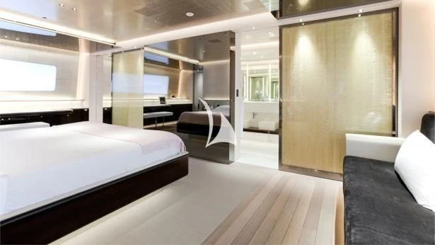 a room with a bed and a desk aboard ASLEC 4 Yacht for Sale