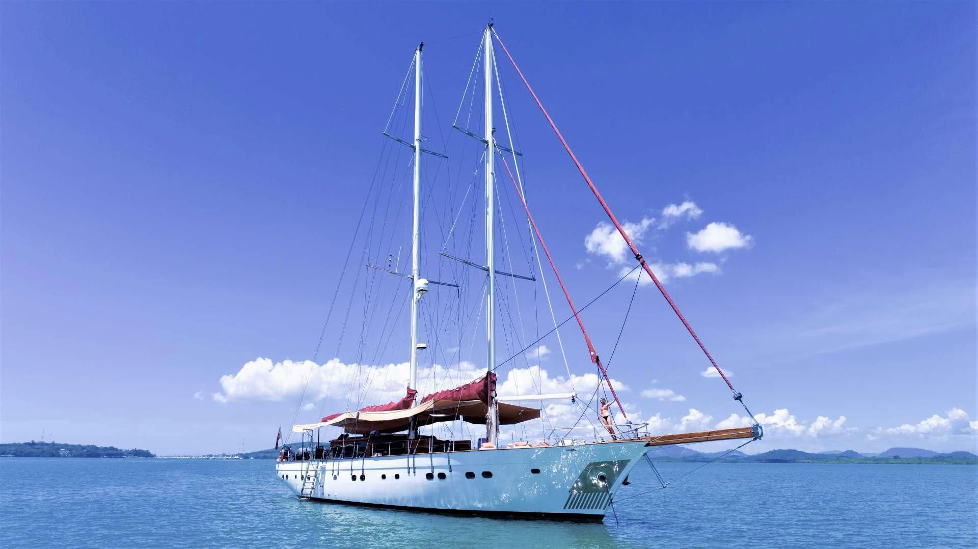 a sailboat on the water aboard THE BLUE Yacht for Sale