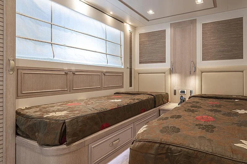 a couple of beds in a room aboard LADY ALINA Yacht for Sale