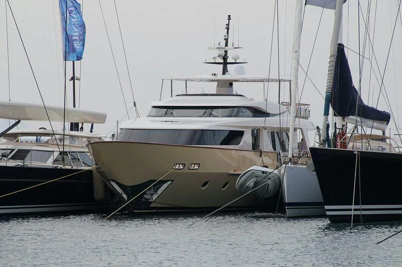 a group of boats are parked in the water aboard LADY ALINA Yacht for Sale