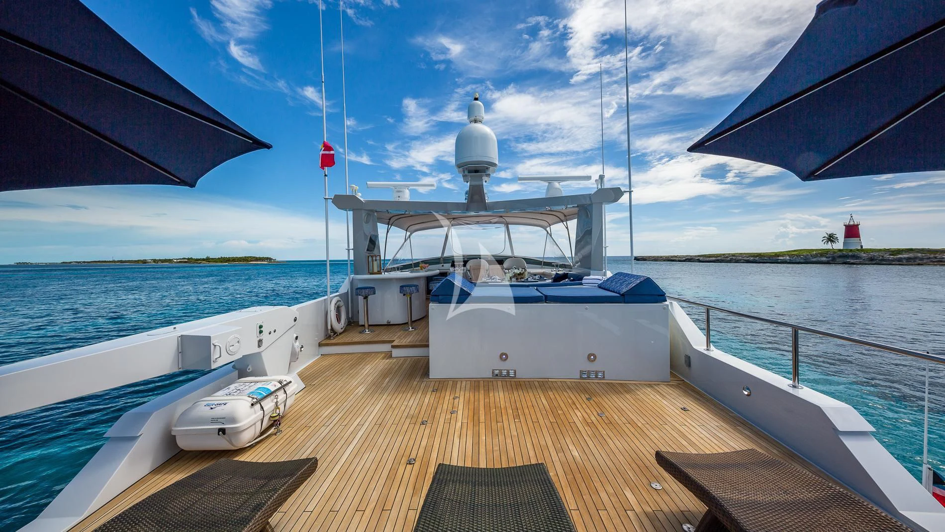 a boat on a dock aboard DESTINY Yacht for Sale