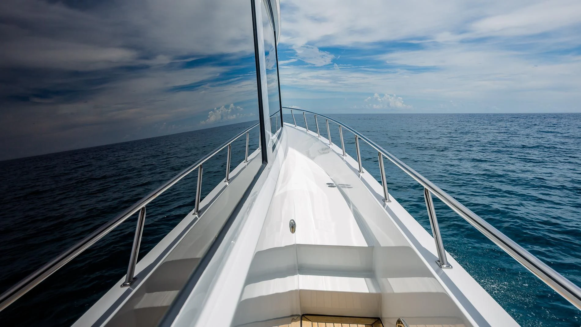 a white bridge over water aboard DESTINY Yacht for Sale