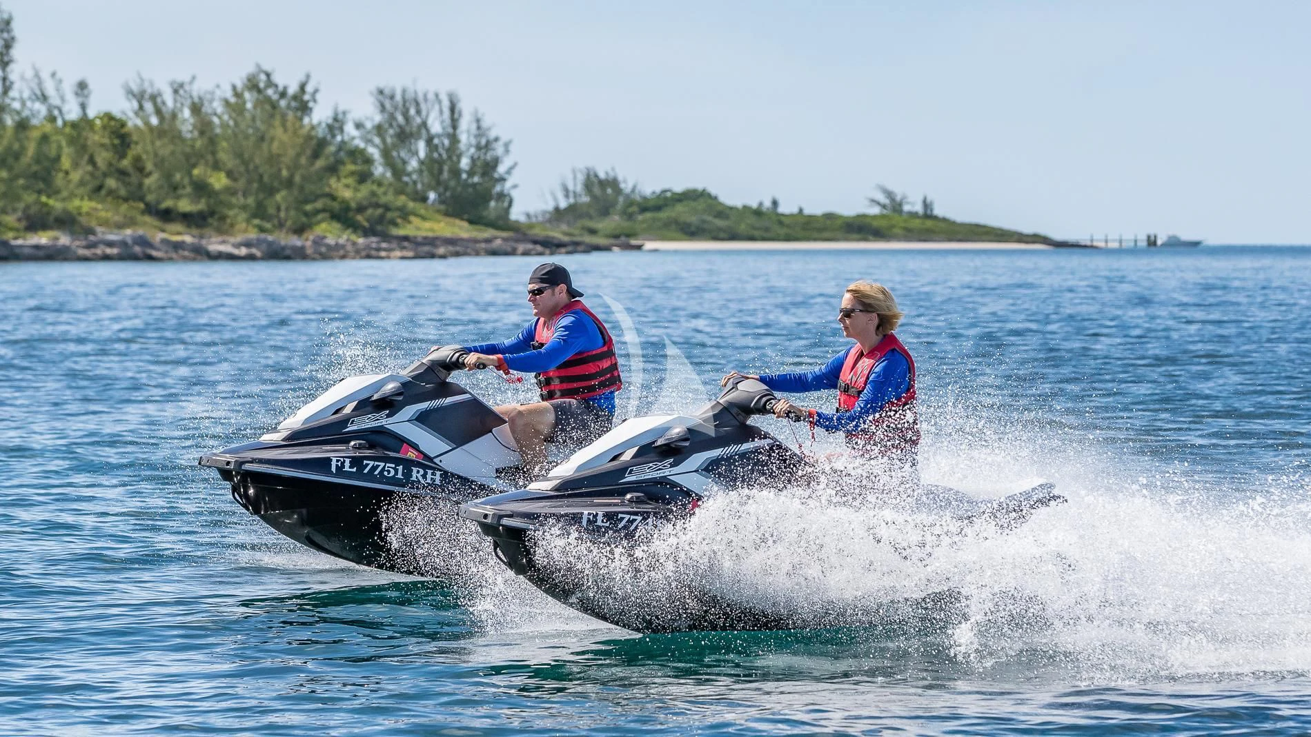 a couple of people in a jet ski aboard DESTINY Yacht for Sale