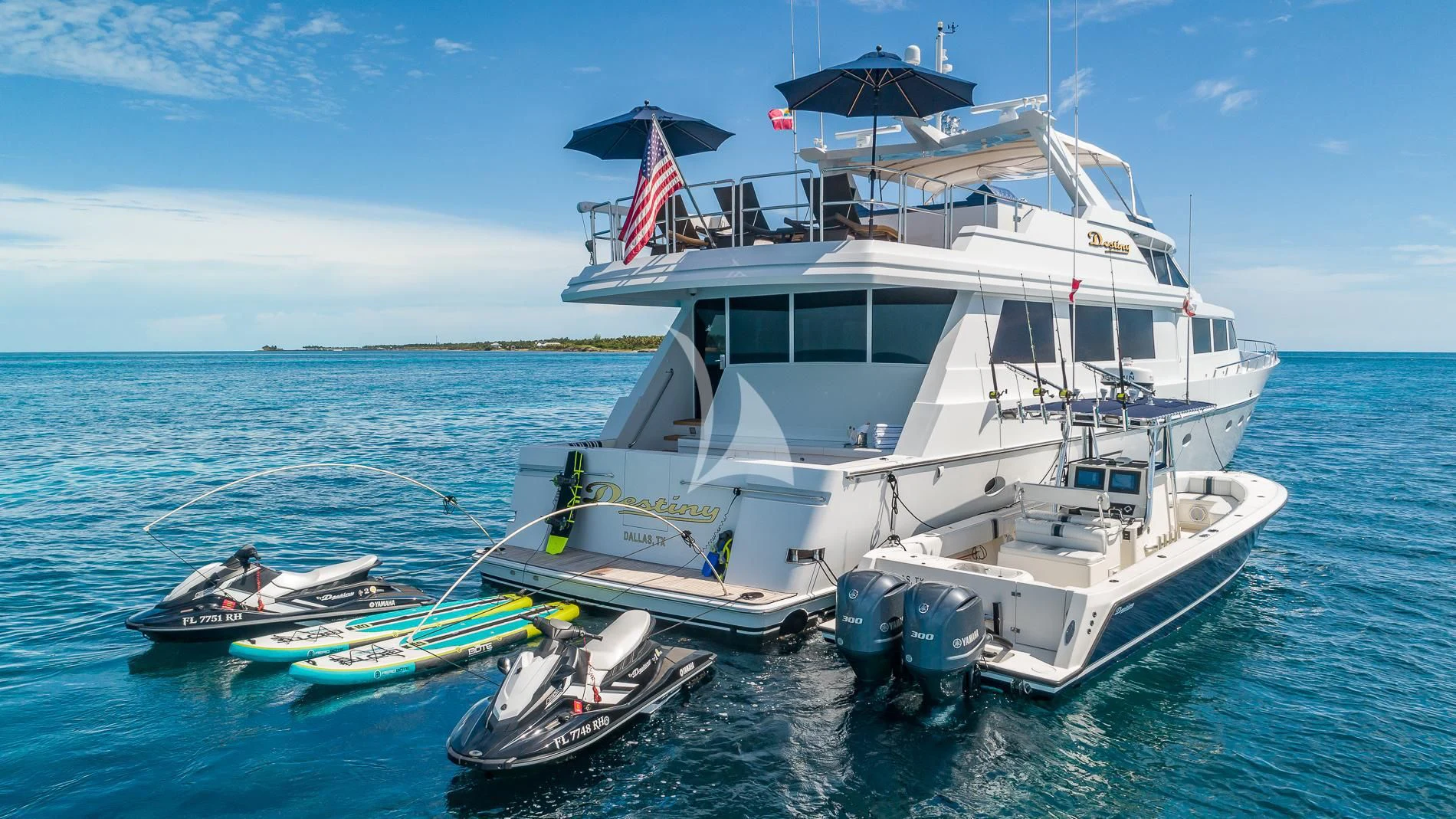a boat in the water aboard DESTINY Yacht for Sale