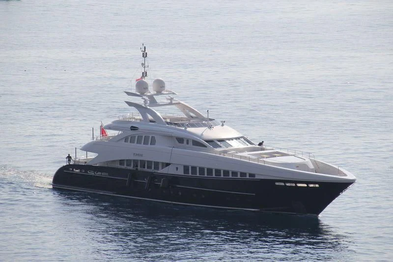 a large ship in the water aboard MORDAN Yacht for Sale
