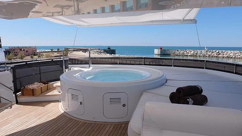 a white rectangular object on a deck aboard MORDAN Yacht for Sale