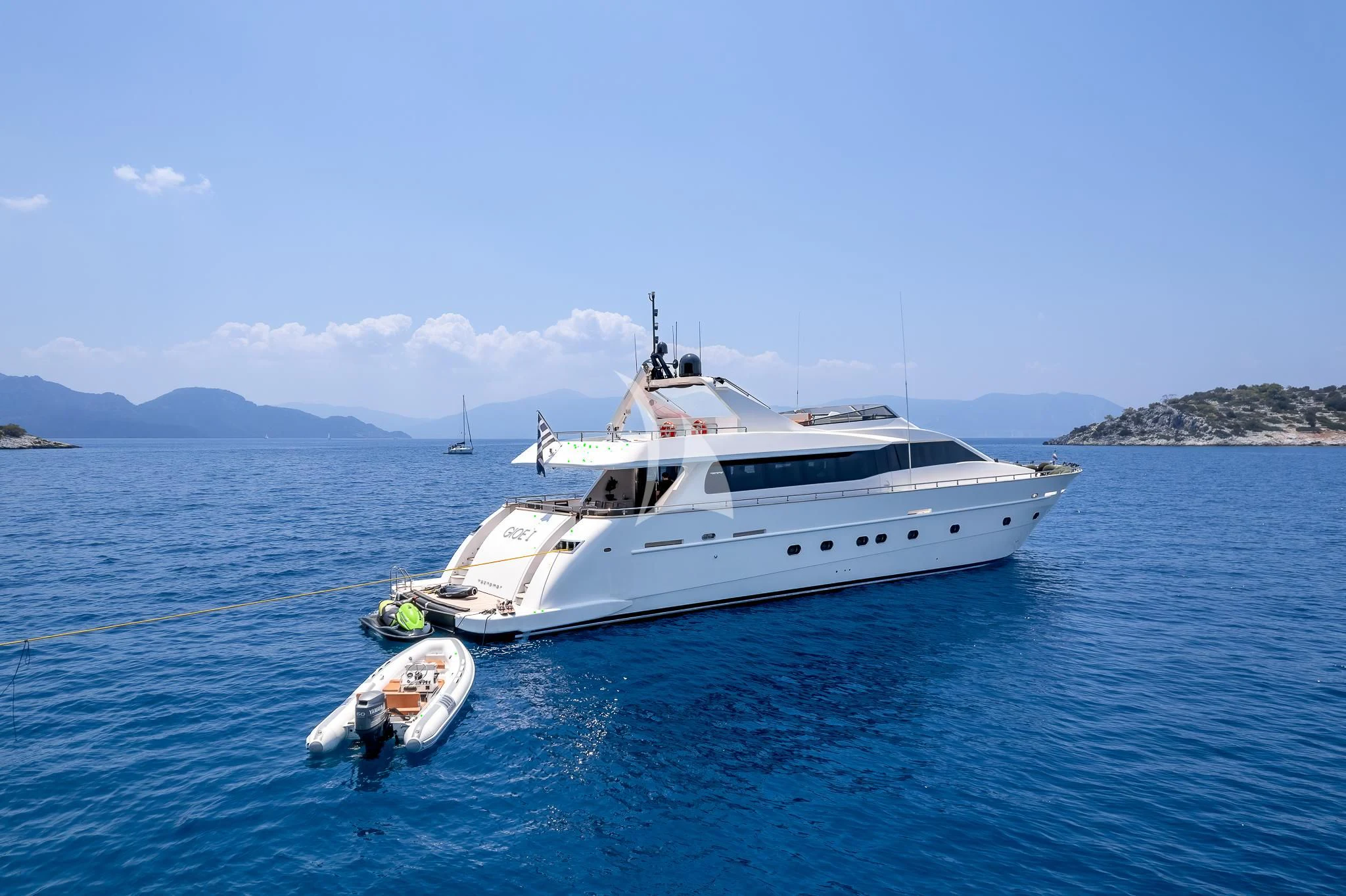 a boat in the water aboard GIOE I Yacht for Sale