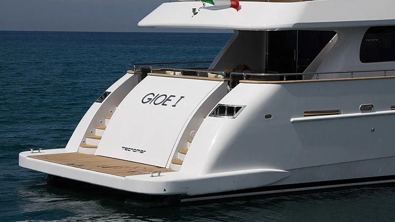 a white yacht on the water aboard GIOE I Yacht for Sale