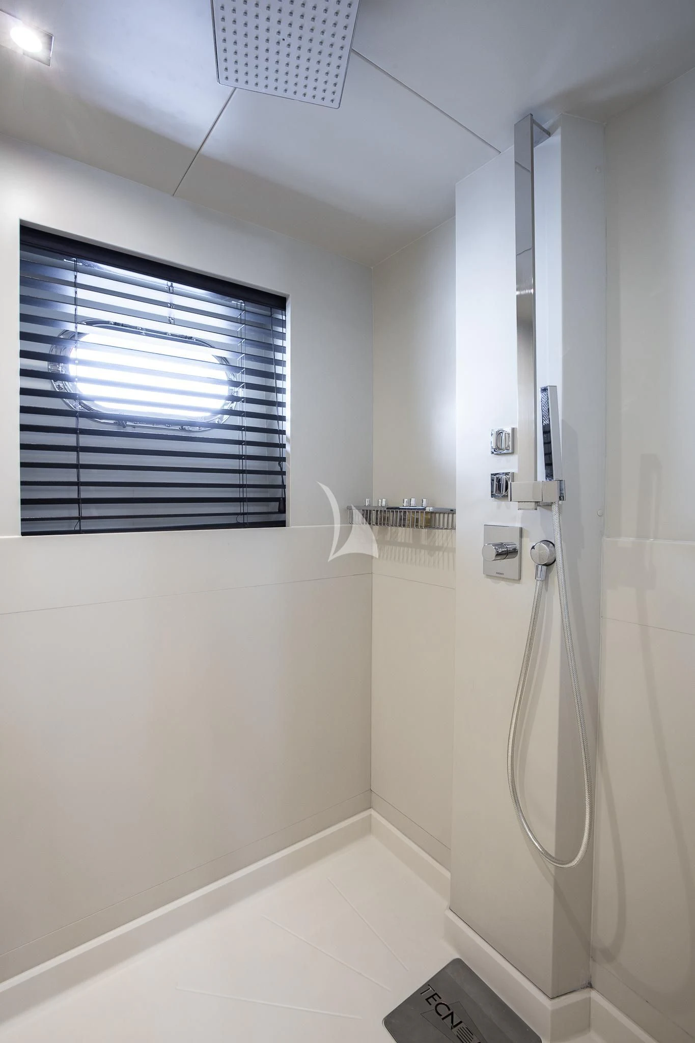 a shower unit in a room aboard GIOE I Yacht for Sale