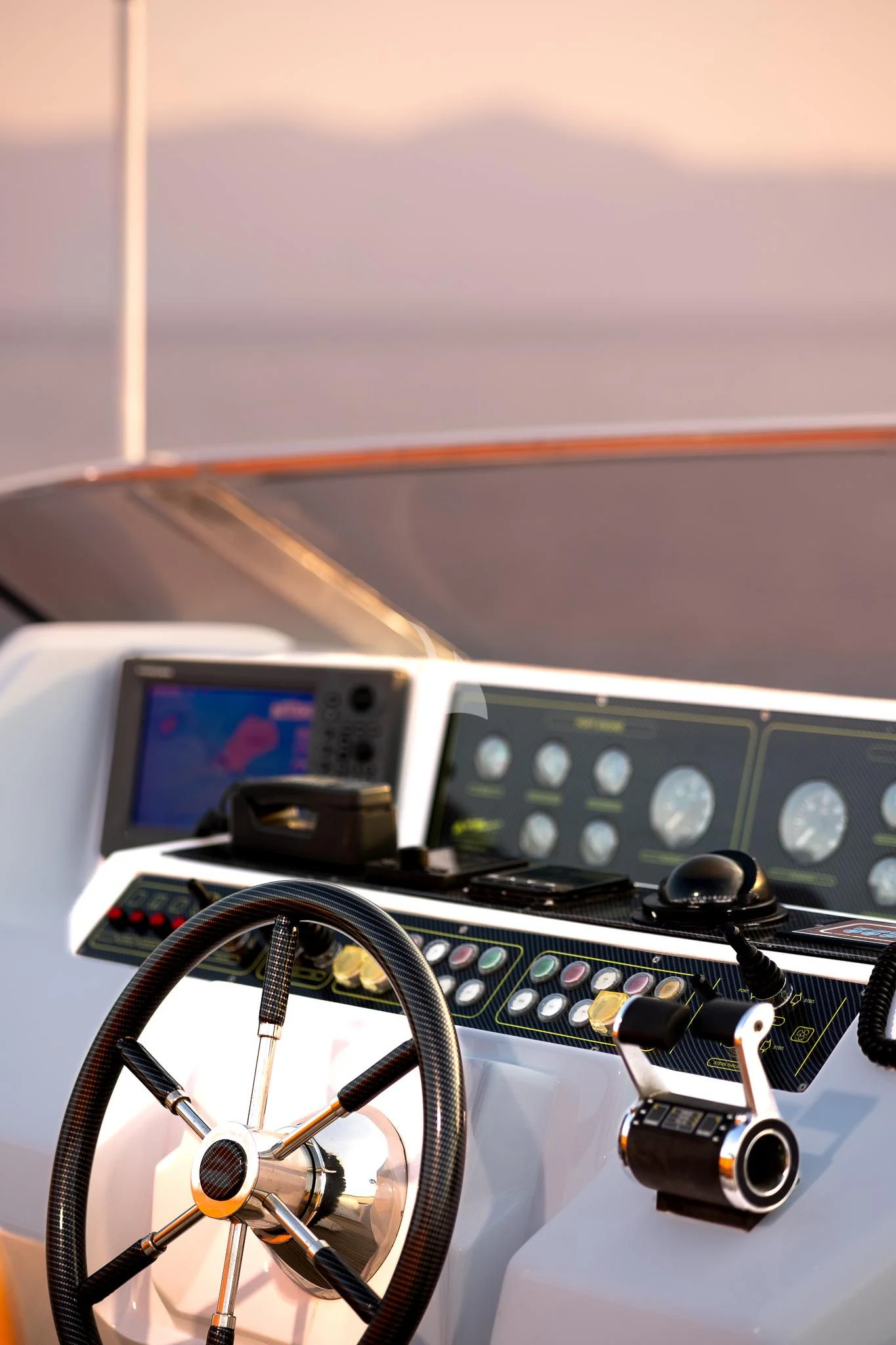 the inside of a car aboard GIOE I Yacht for Sale