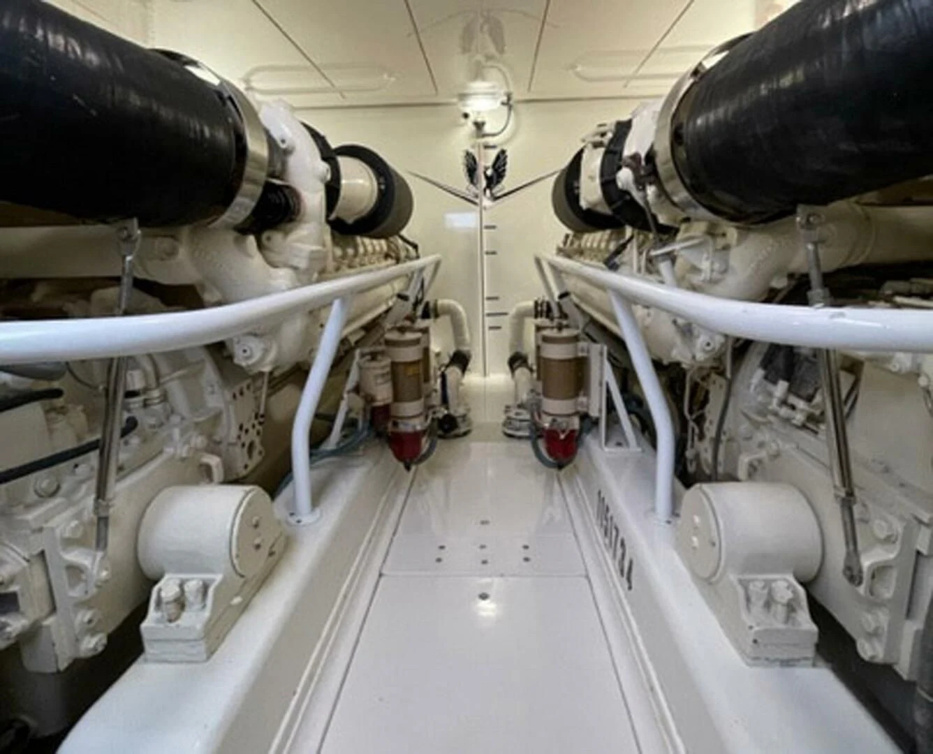 a room with white pipes aboard REEL BUSY Yacht for Sale